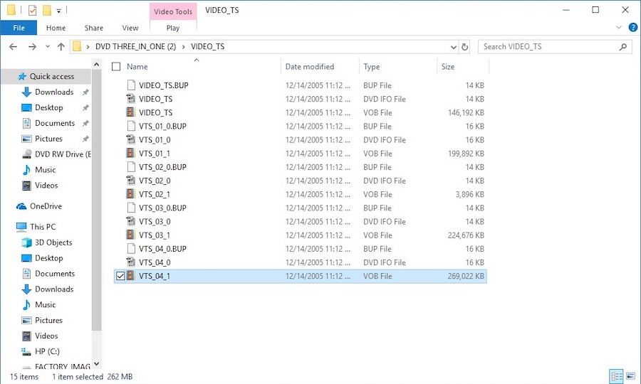 Как открыть файлы BUP, IFO, VOB в Windows 10