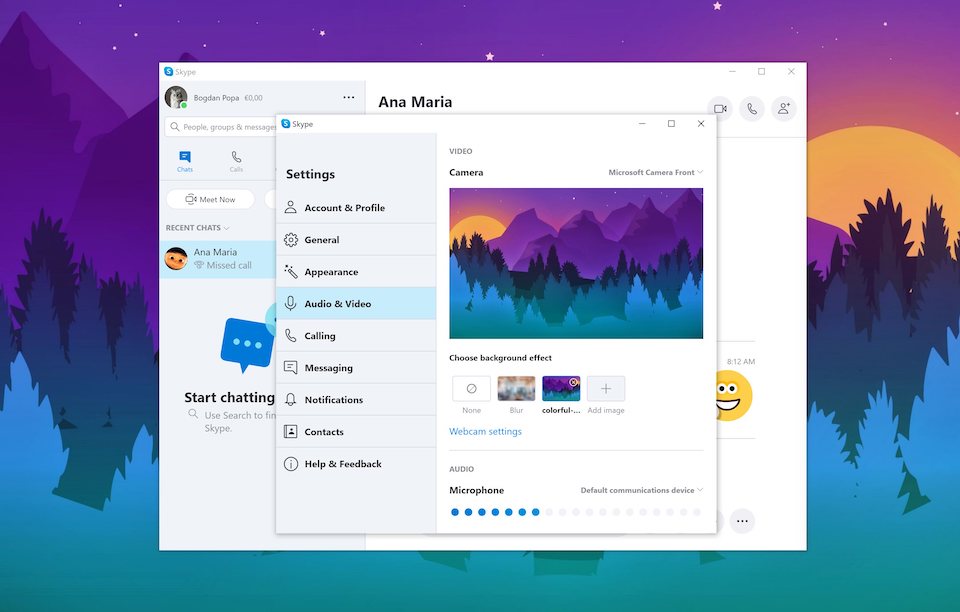 Настроить фон. Выбор фонового эффекта скайпа. Как настроить фон в скайпе. Как выбрать фон в скайп. Скайп настройка фона окна природа.